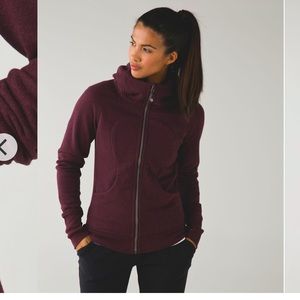 EUC Size 8 Scuba Hoodie Heathered Bordeaux Drama